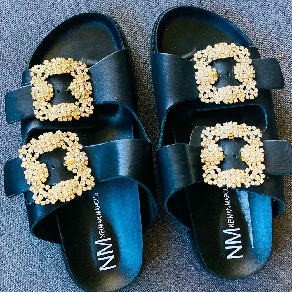 Neiman Marcus Birkenstock Style Bling Sandals